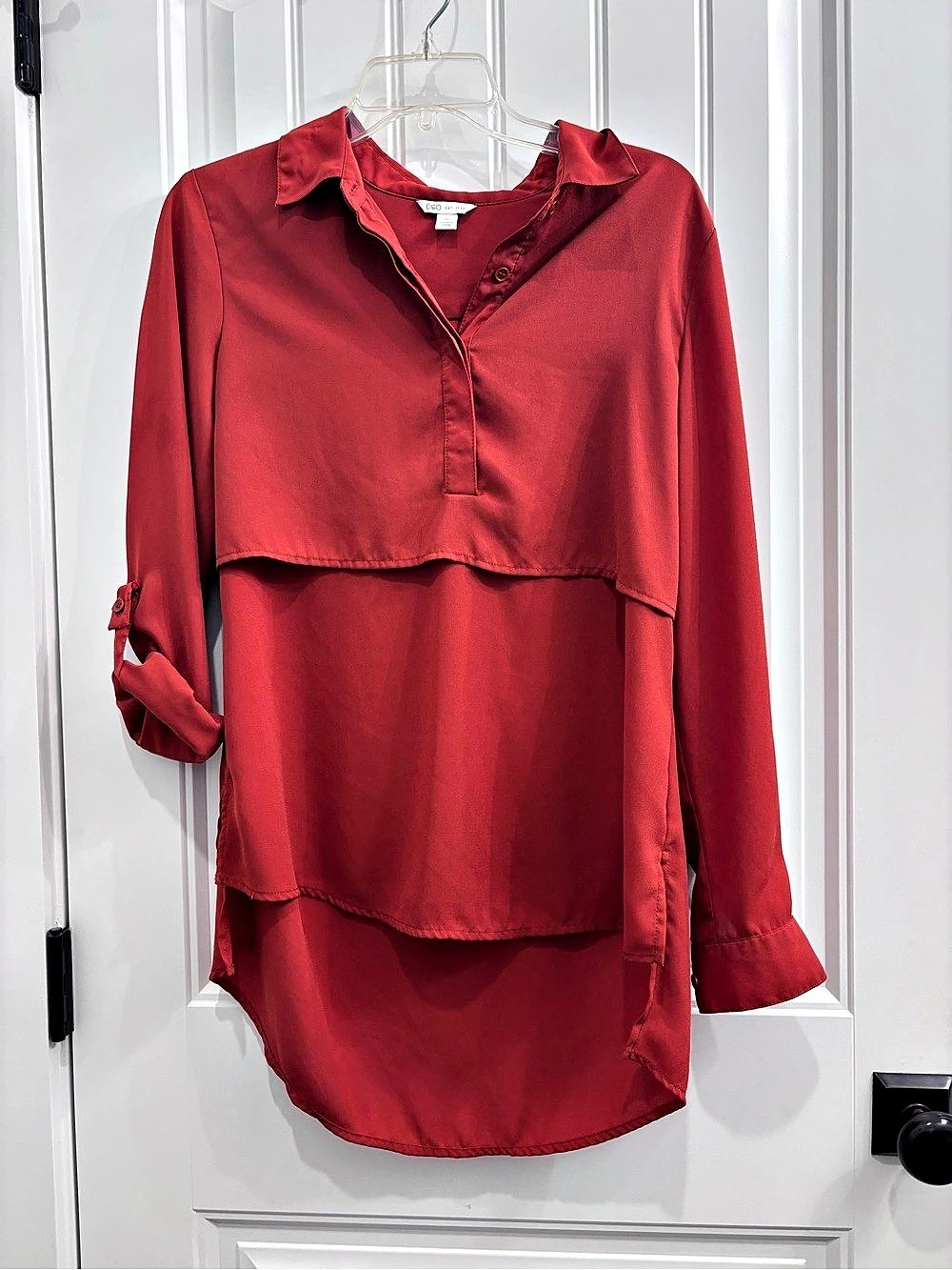 Cato Long Sleeve Layered Blouse in Orange Size Small